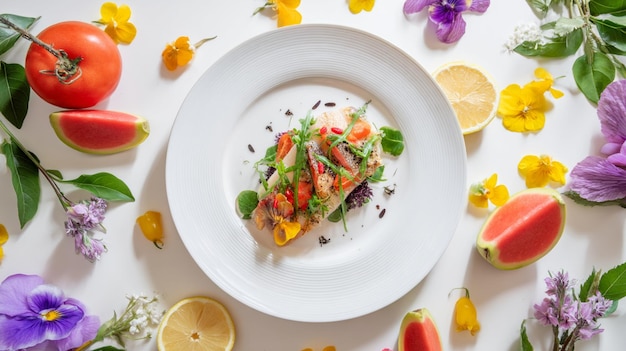 Talerz z kolorowym jedzeniem